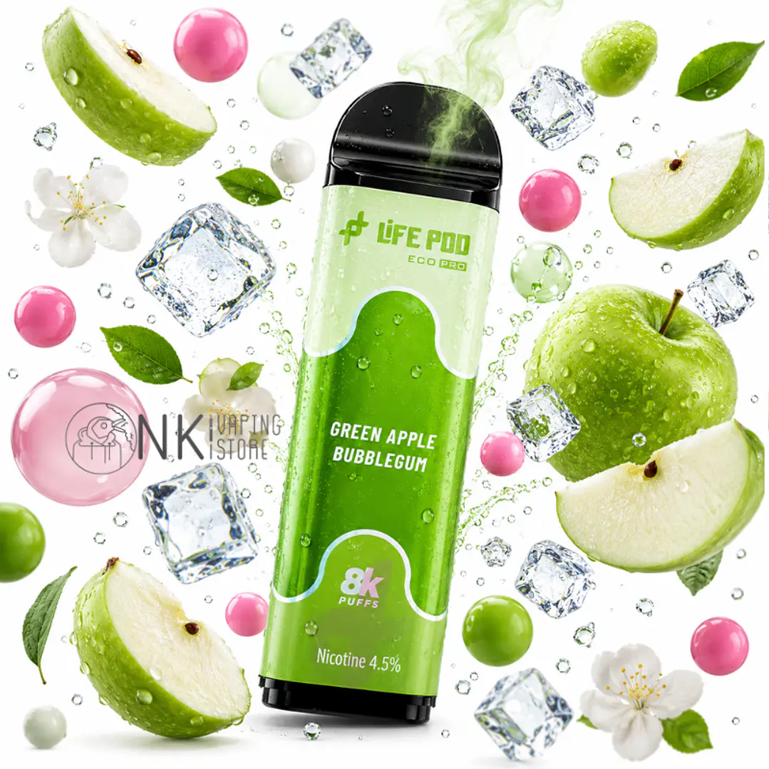 LIFE POD REFILL 8000 PUFF - GREEN APPLE BUBBLEGUM  1