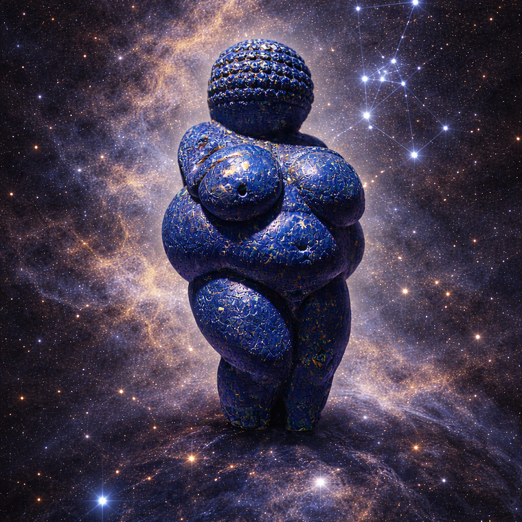 Cosmic Great Mother Canvas - Lapis-Like Goddess Matte Stretched Wall Art 1