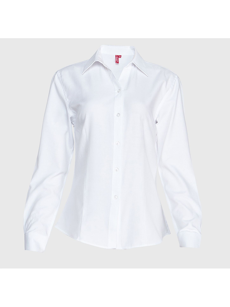Blusa Oxford Mujer Cuello en V Manga Larga 3