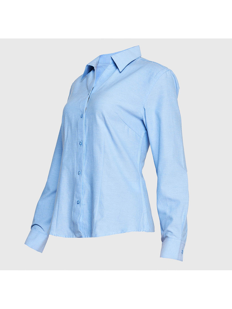 Blusa Oxford Mujer Cuello en V Manga Larga 4