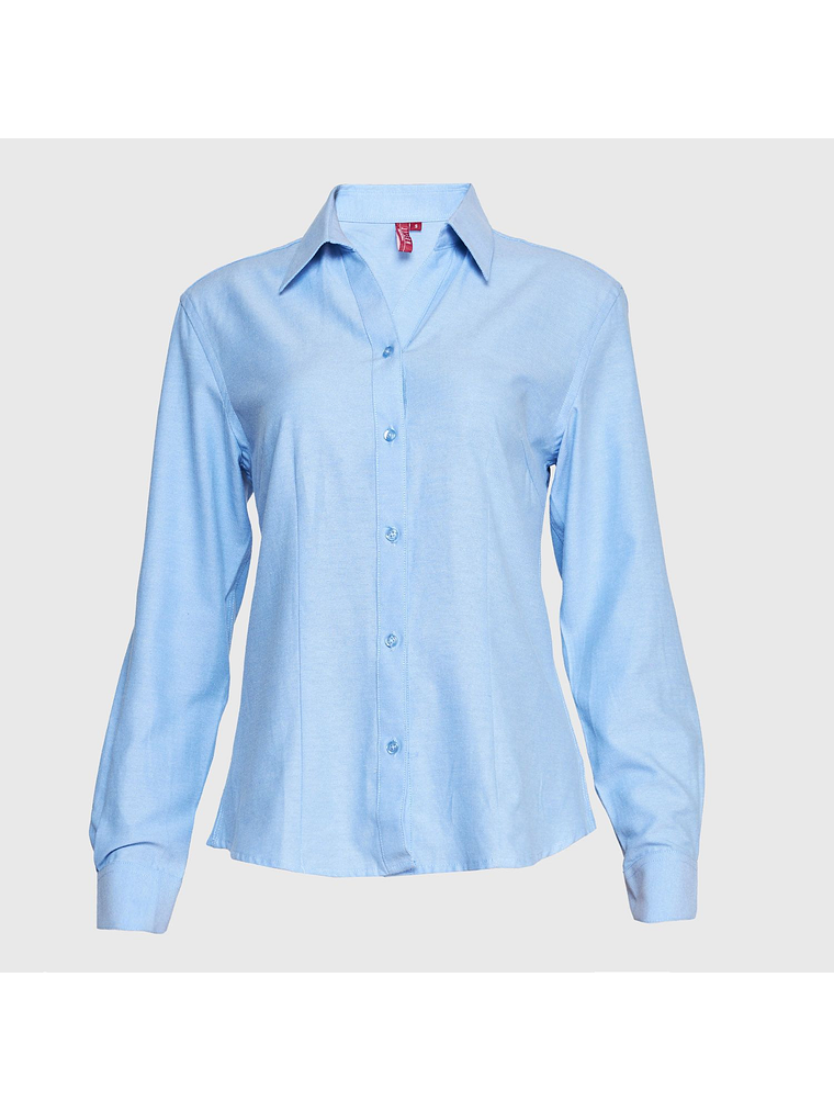 Blusa Oxford Mujer Cuello en V Manga Larga 6