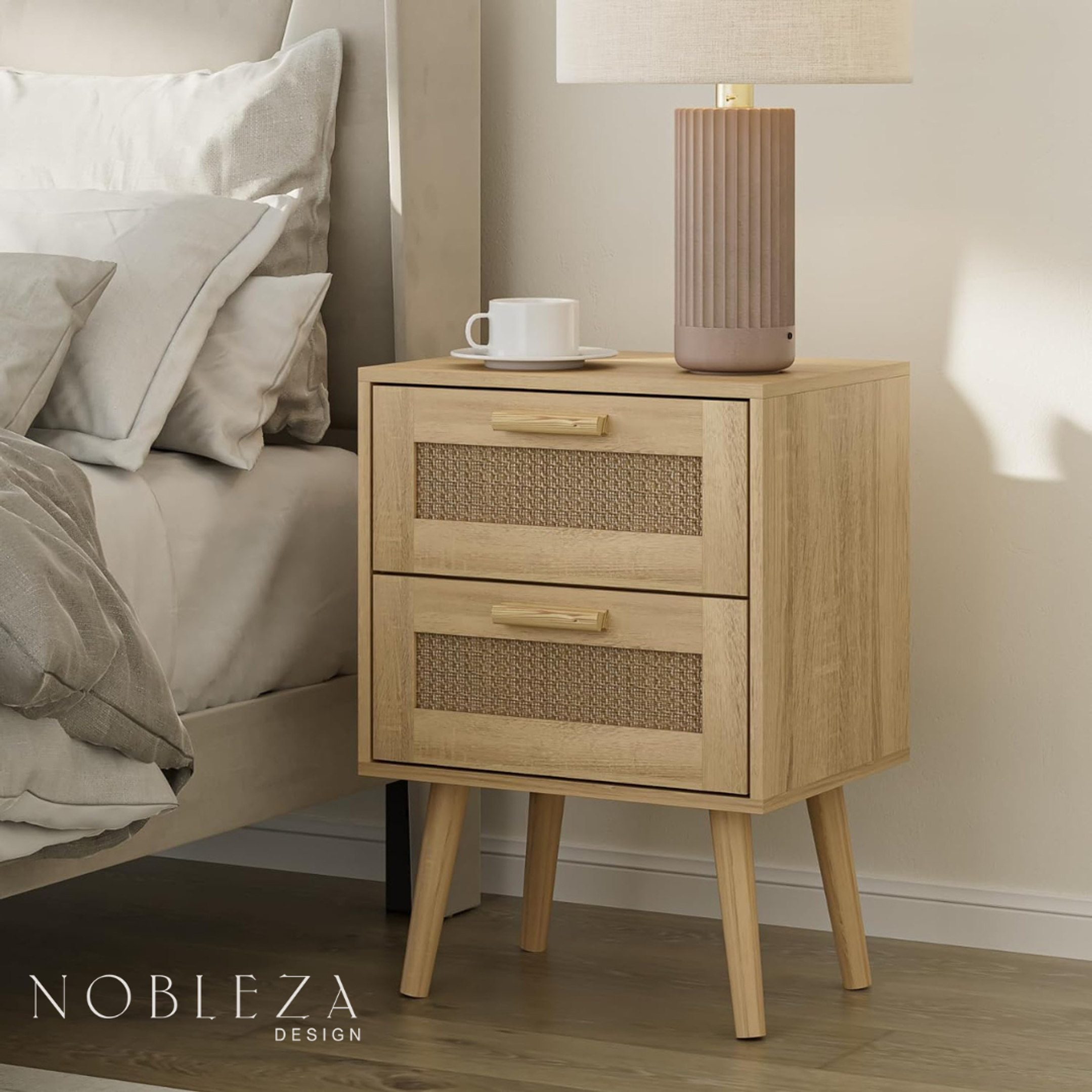 Velador Eames Mesh Doble - Madera Clara 1