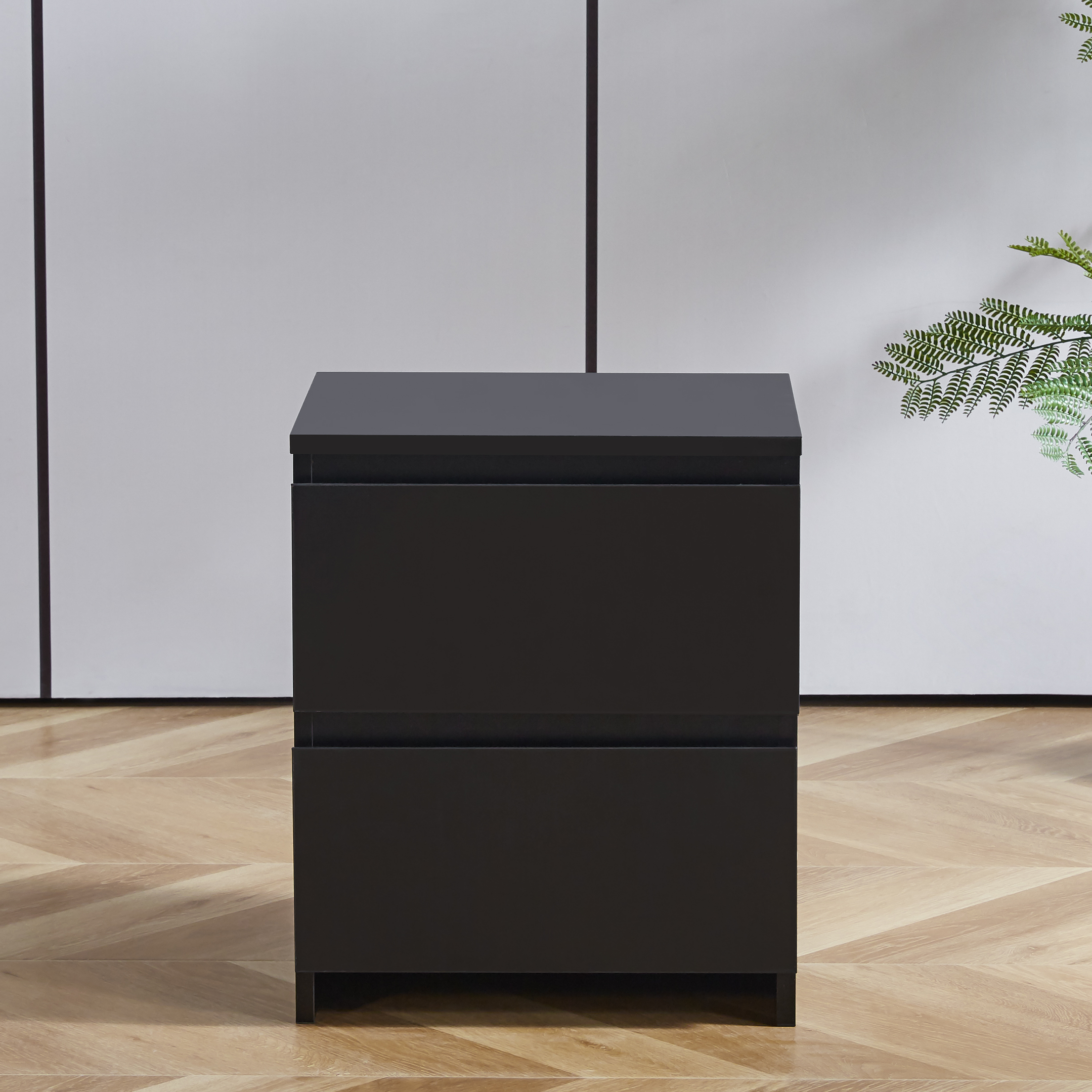 Velador Cajon Doble Minimal Negro 2