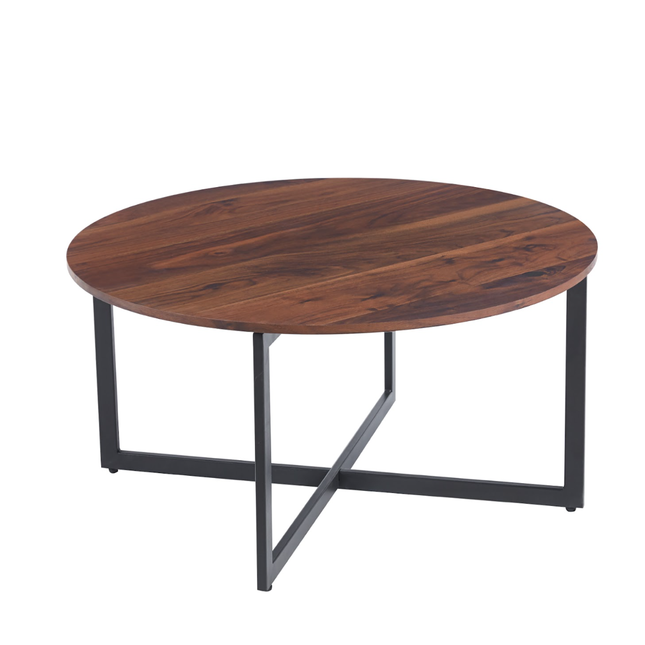 Mesa Centro 80cm Redonda Madera Oscura 2