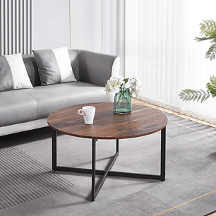 Mesa Centro 80cm Redonda Madera Oscura