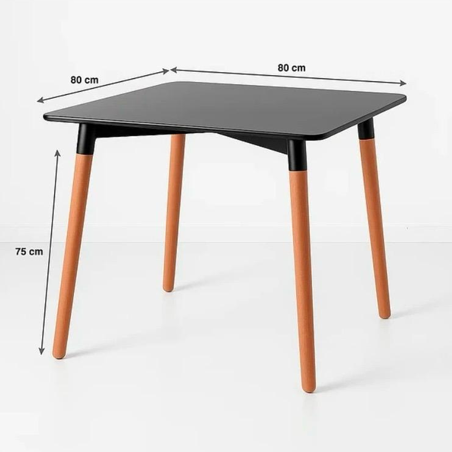 Mesa Cuadrada de Comedor Eames 80x80cm - Negra 4