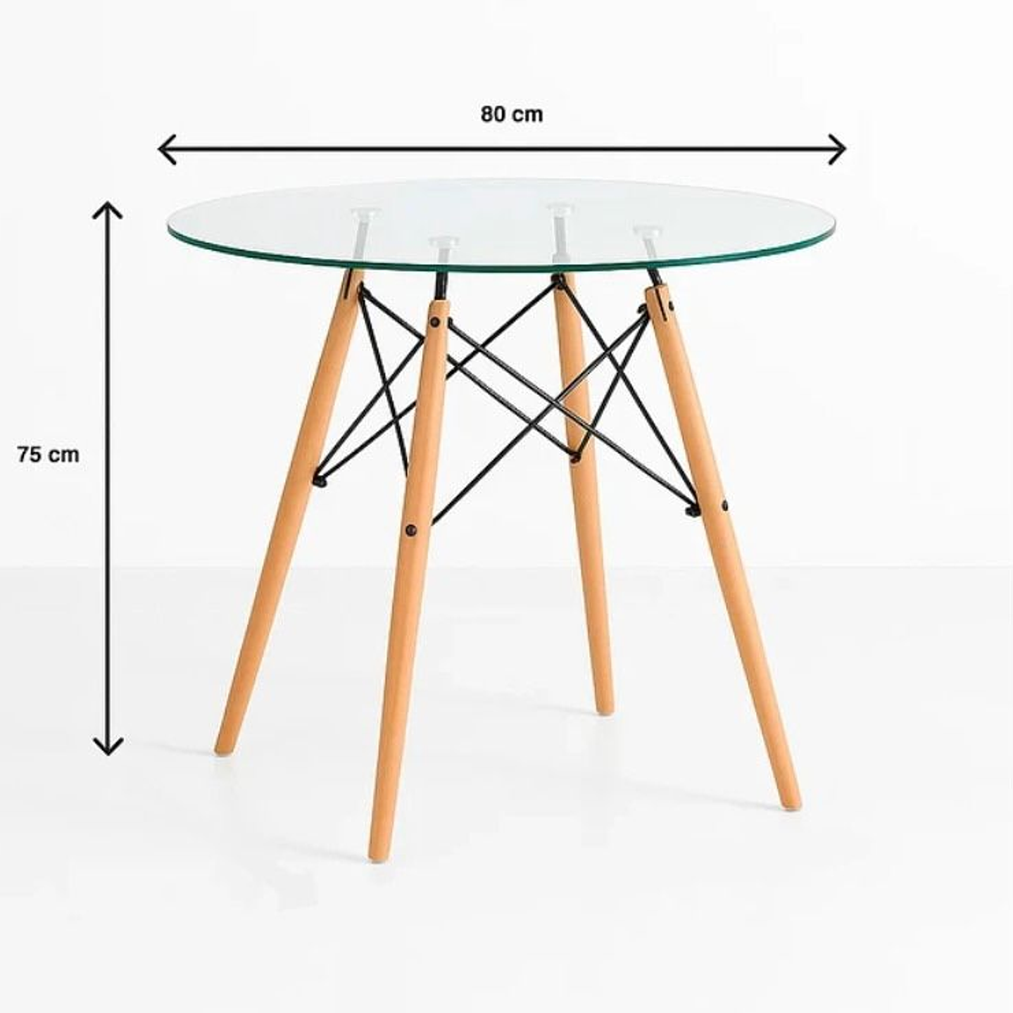 Mesa Eames 80cm Redonda de Vidrio 2