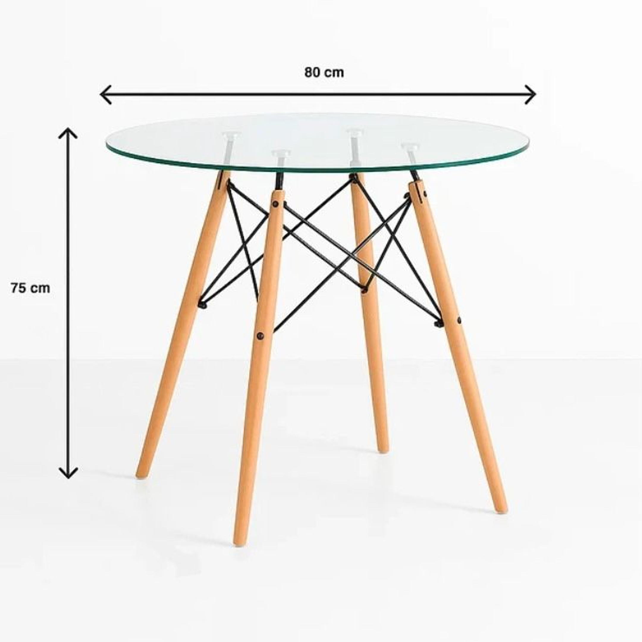 Mesa Eames 80cm Redonda de Vidrio 2
