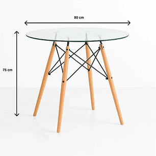 Mesa Eames 80cm Redonda de Vidrio