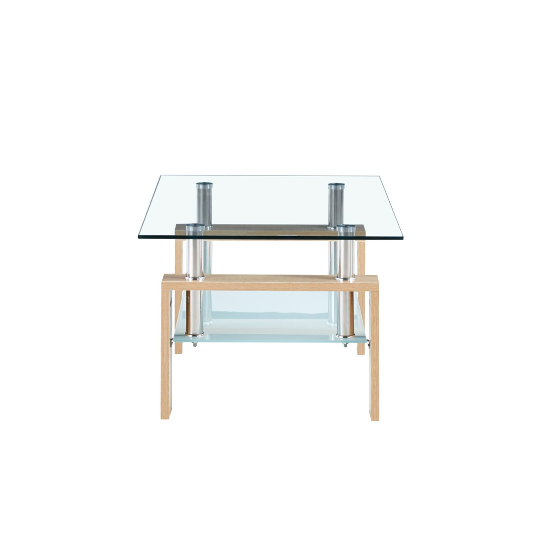 Mesa de Centro Rectangular de Vidrio y Madera 2