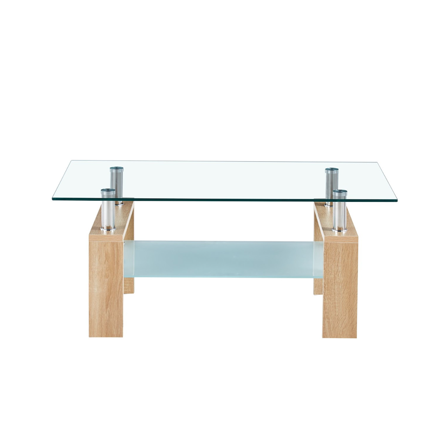Mesa de Centro Rectangular de Vidrio y Madera 3