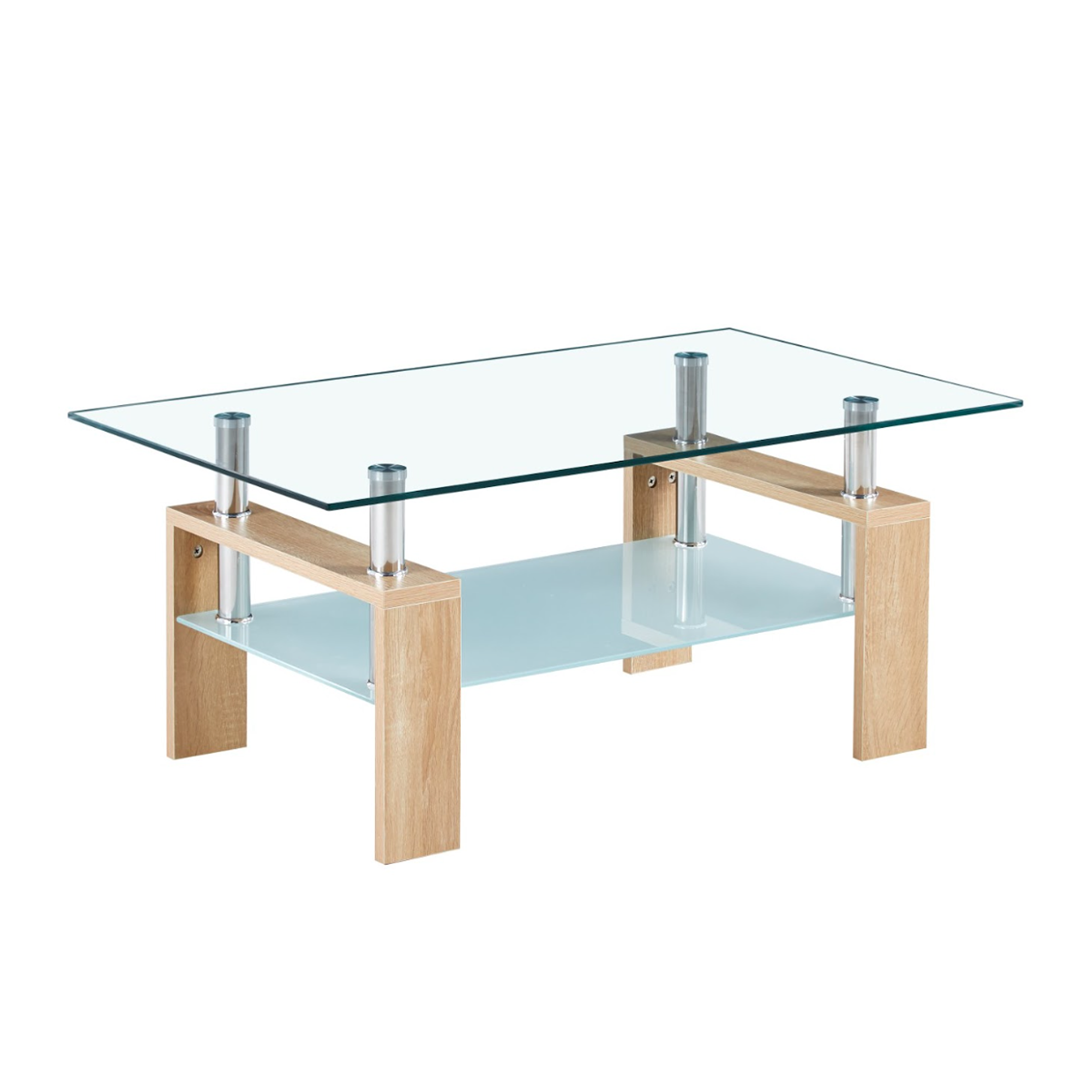 Mesa de Centro Rectangular de Vidrio y Madera 4