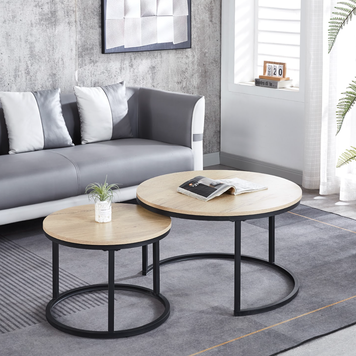 Juego de Mesas de Centro Anidadas Madera Clara 1