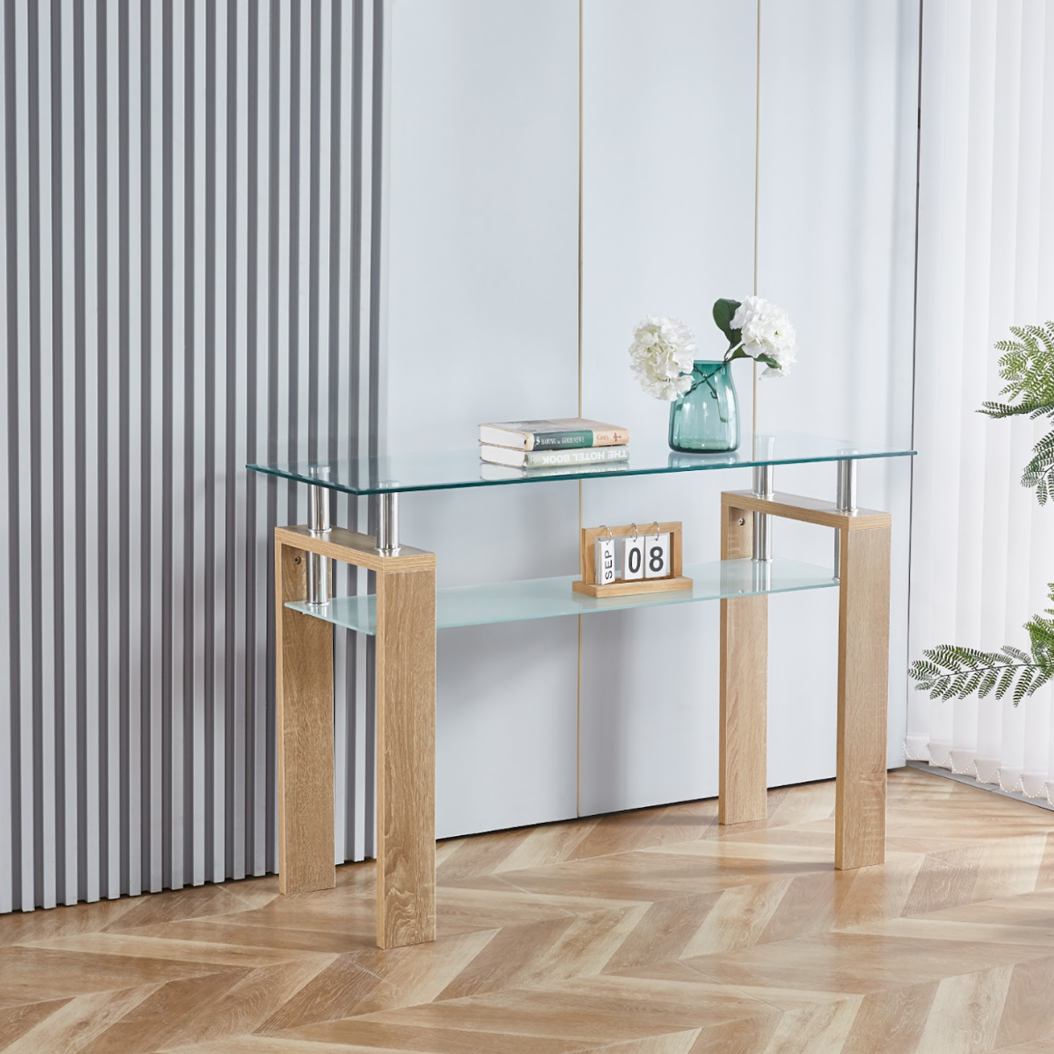 Mesa de Arrimo Rectangular de Vidrio 1