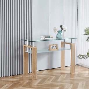 Mesa de Arrimo Rectangular de Vidrio