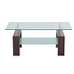 Mesa de Centro para Living Rectangular de Vidrio Madera Oscura - Miniatura 2