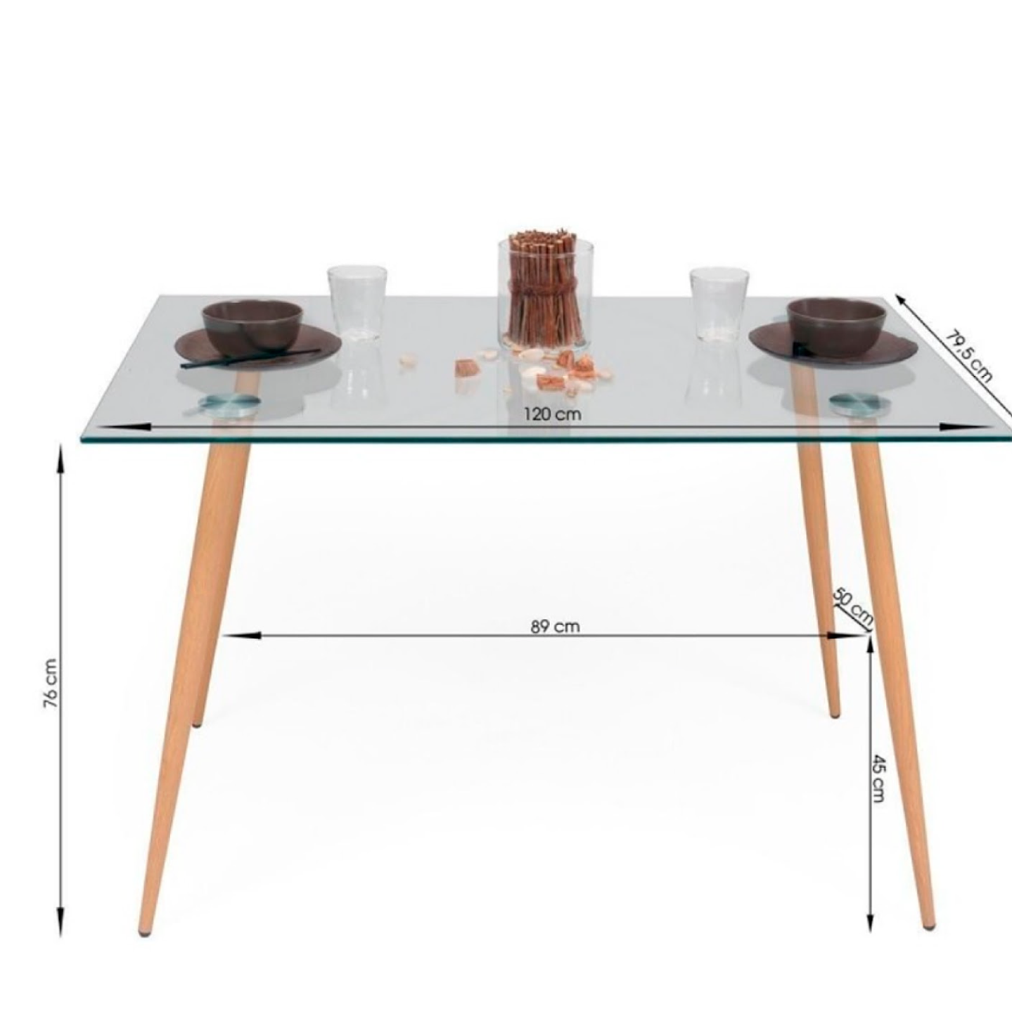 Mesa Rectangular de Vidrio 120x80 cms 4