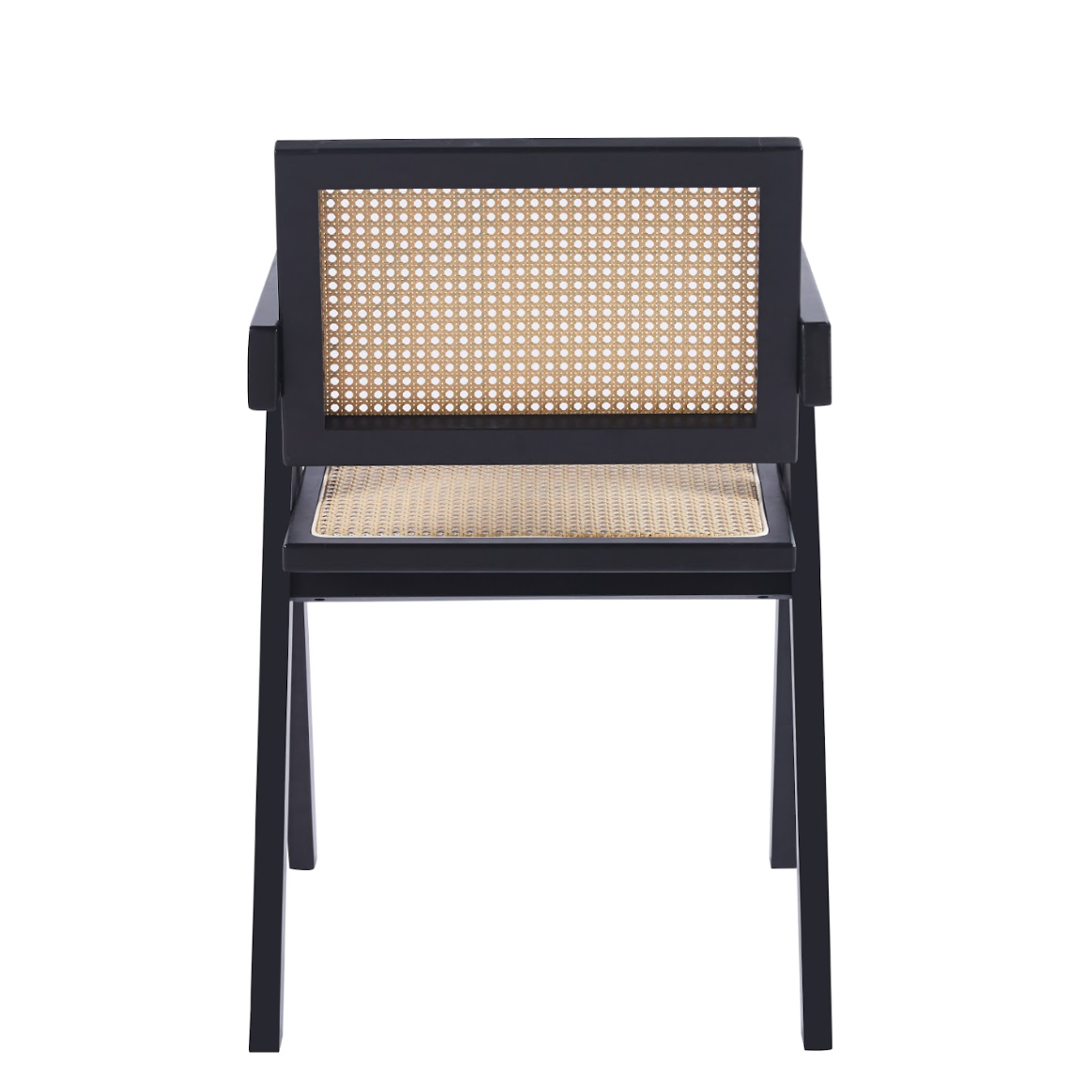 Silla Sitial Butaca Chandigarh Madera Rattan Negra 2