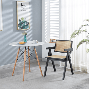 Silla Sitial Butaca Chandigarh Madera Rattan Negra