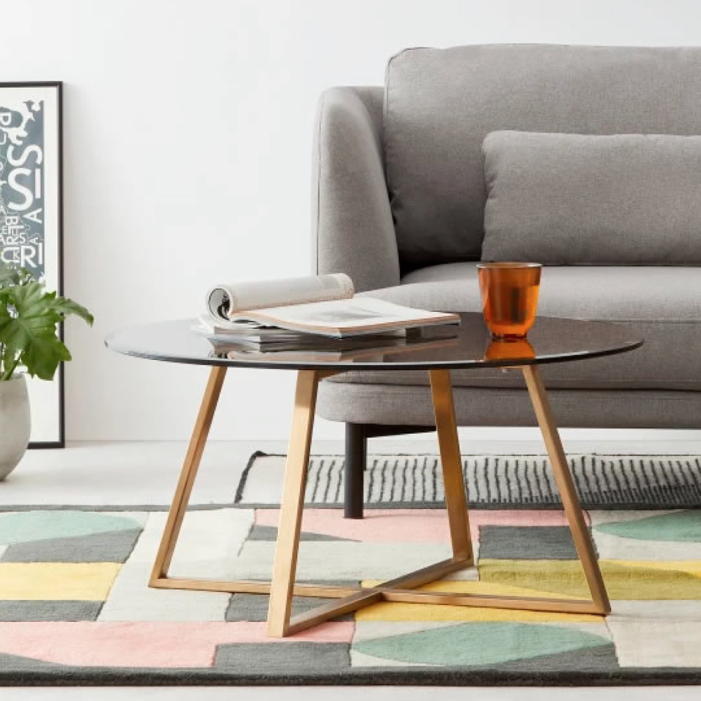 Mesa de Centro de Vidrio y Metal 80cm 3