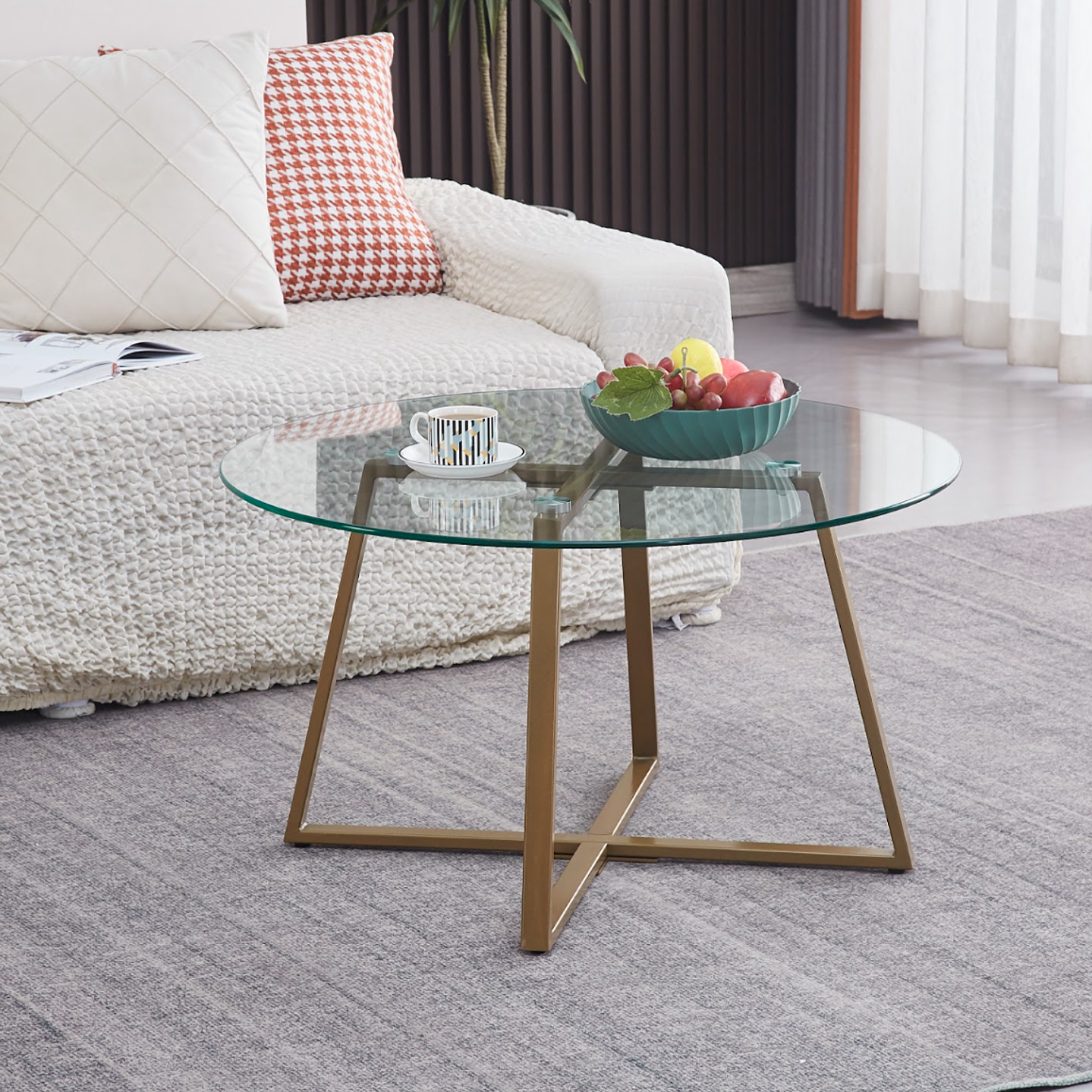 Mesa de Centro de Vidrio y Metal 80cm 1