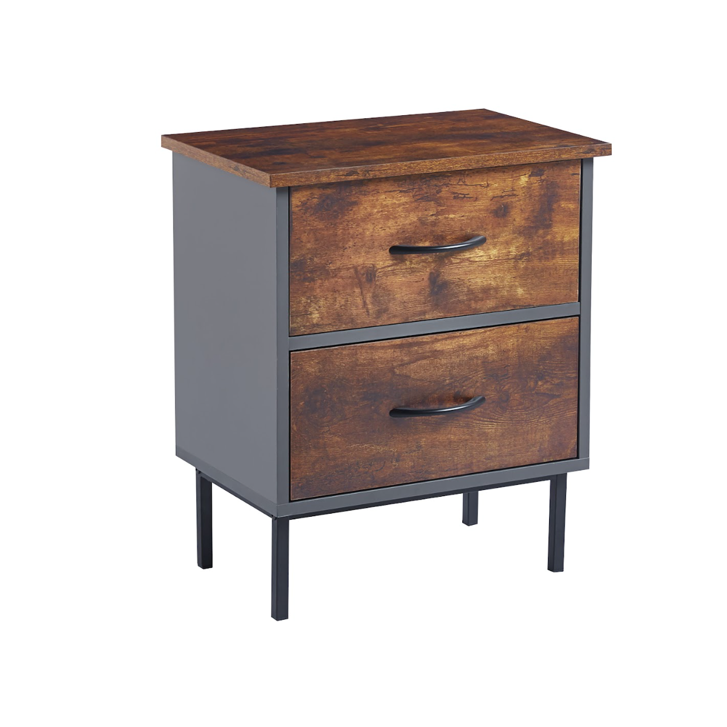 Velador Dos Cajones Metal Rústico 2