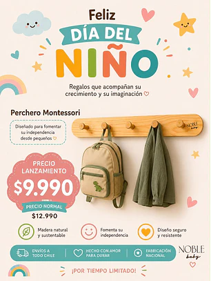Perchero Montessori de Pared