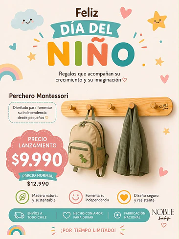 Perchero Montessori de Pared 1