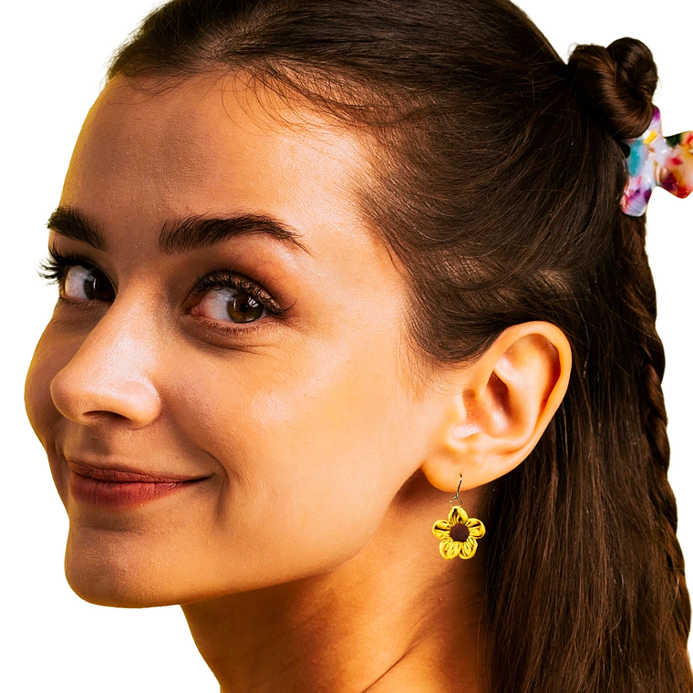 Aretes de Tela Flores Colgantes 4