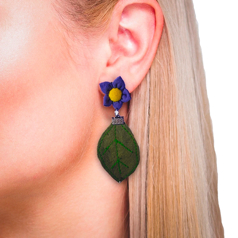 Aretes de Tela Flores del Amazonas 3