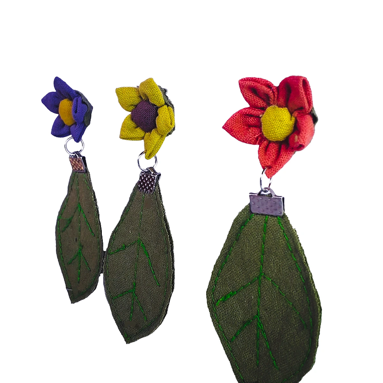 Aretes de Tela Flores del Amazonas 4