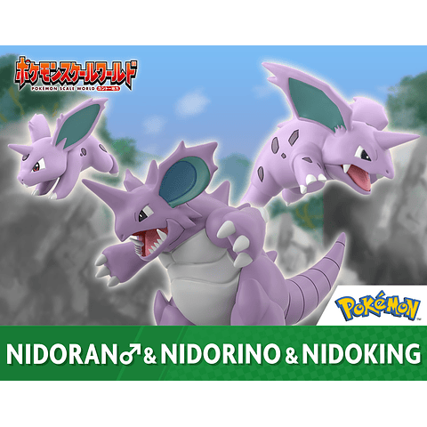 Figura Pokémon Scale World - Nidoran♂, Nidorino y Nidoking (Kanto)