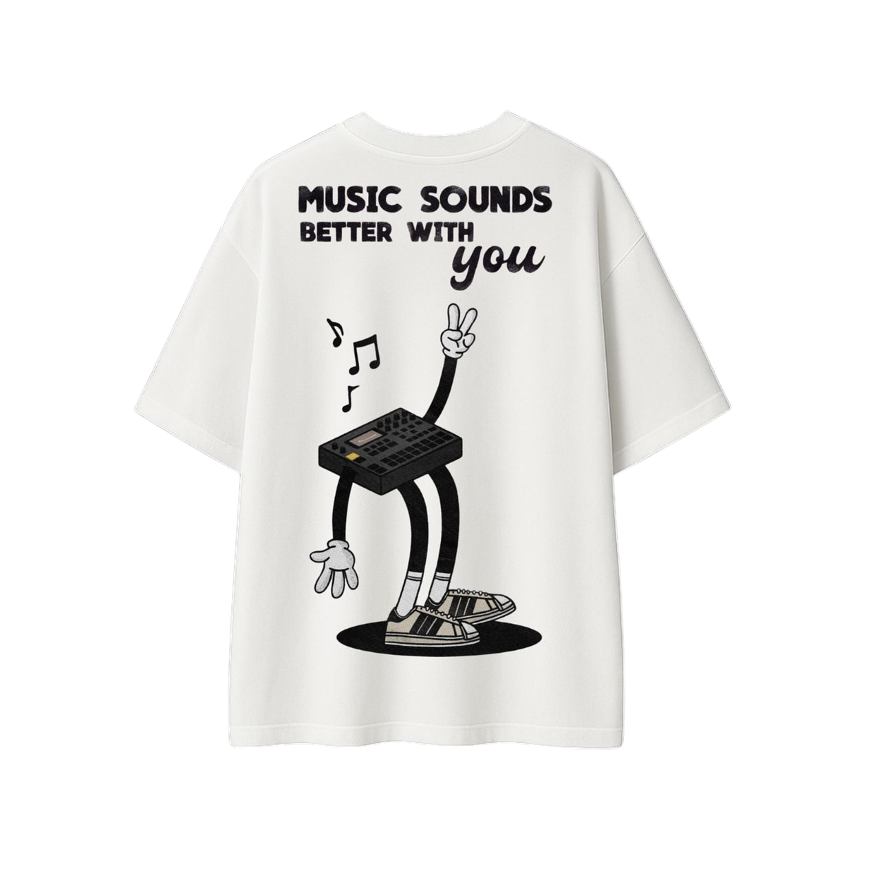 Polera Overzise Music Sounds Better With You Blanca 2