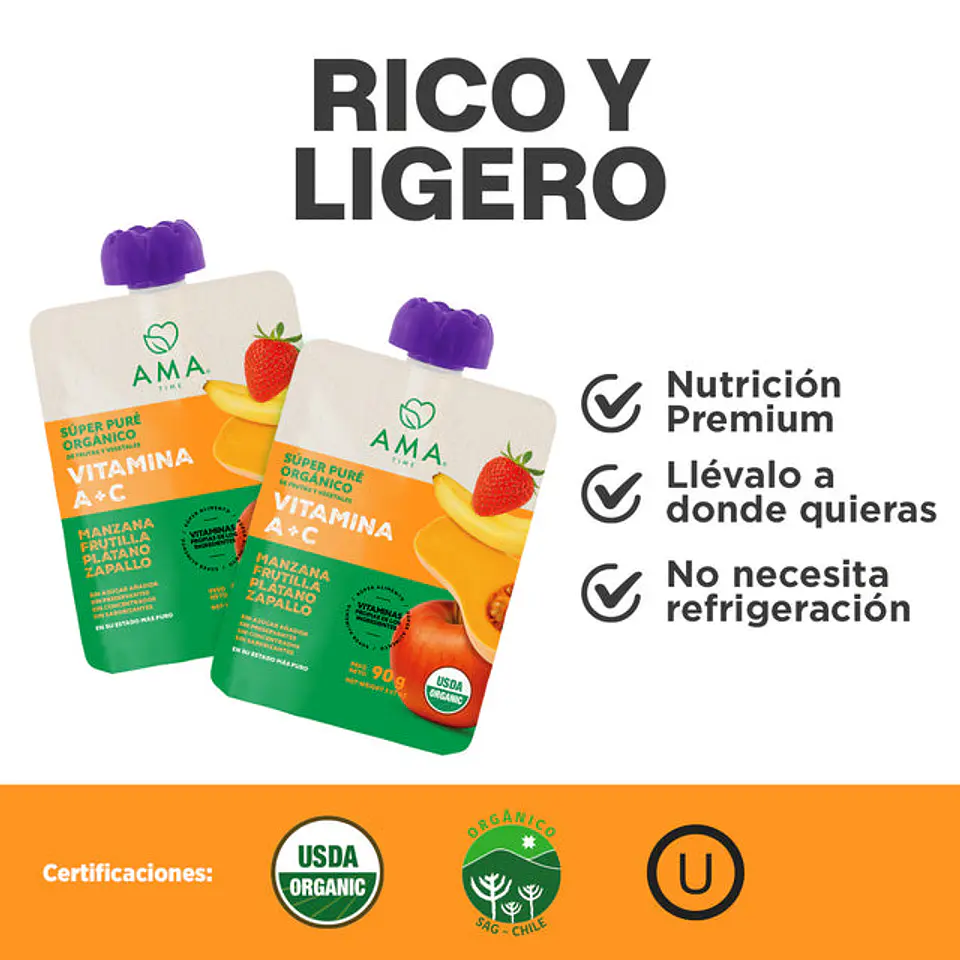 Super Pure 90grs Manzana Zapallo Frutilla Plátano 2
