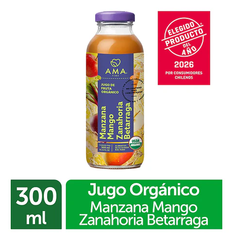 Jugo Vidrio 300cc Manzana Mango Zanahoria Beterraga