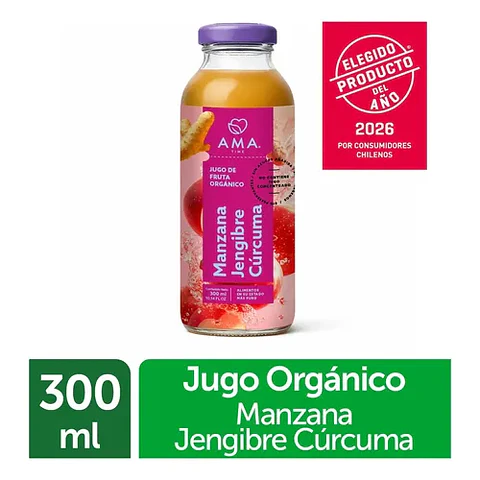 Jugo Vidrio 300cc Manzana Jengibre Curcuma