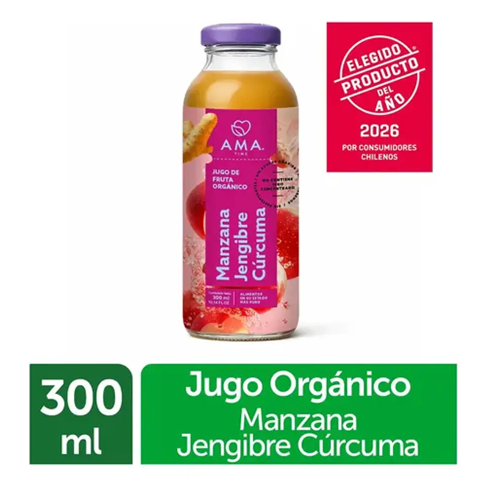 Jugo Vidrio 300cc Manzana Jengibre Curcuma 1