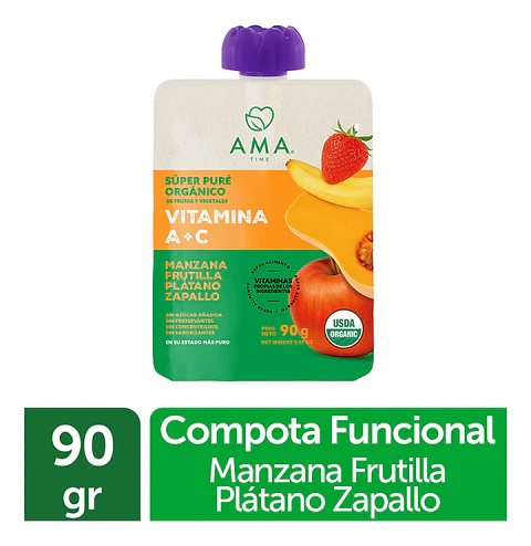 Super Pure 90grs Manzana Zapallo Frutilla Plátano