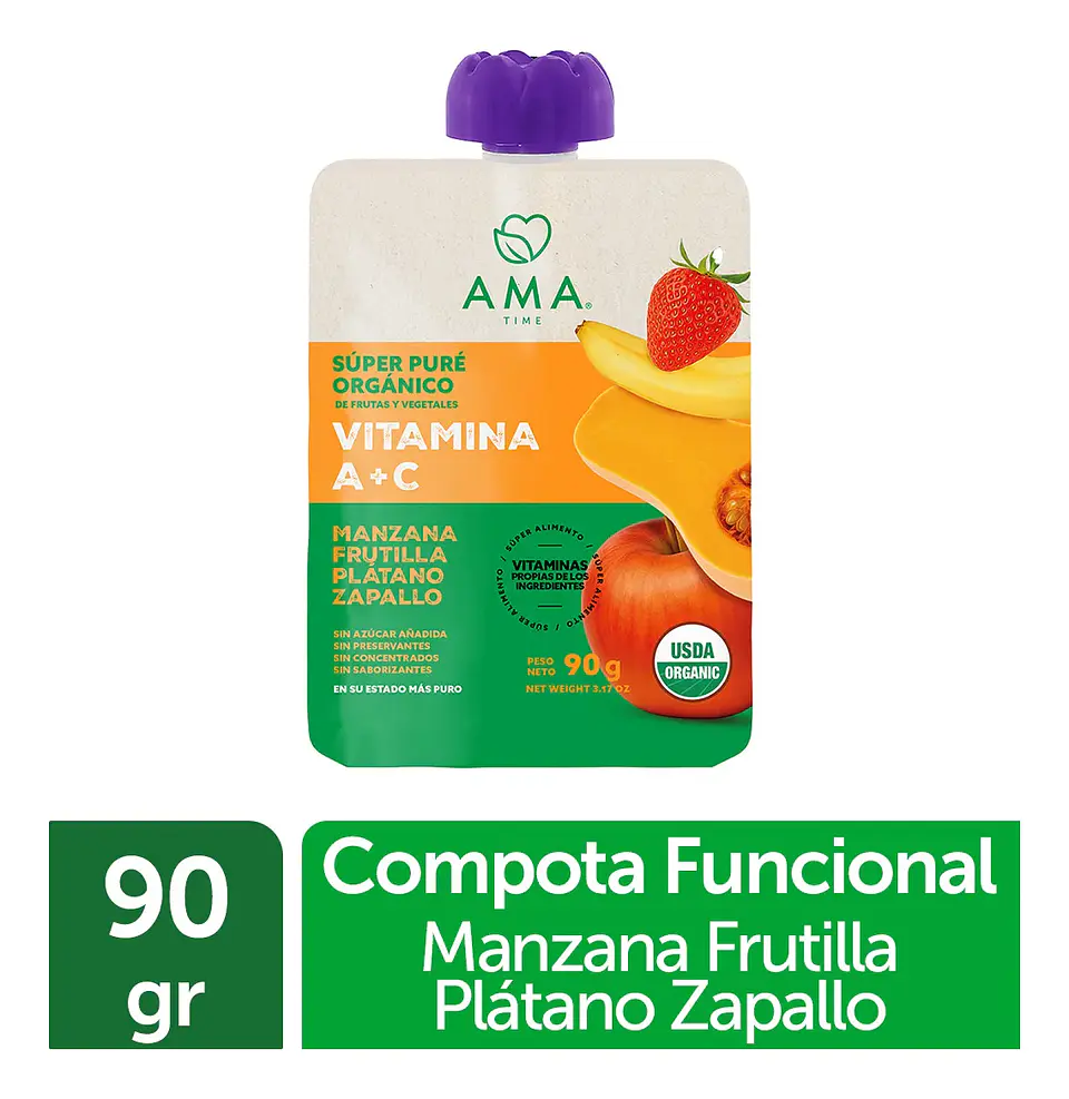Super Pure 90grs Manzana Zapallo Frutilla Plátano 1