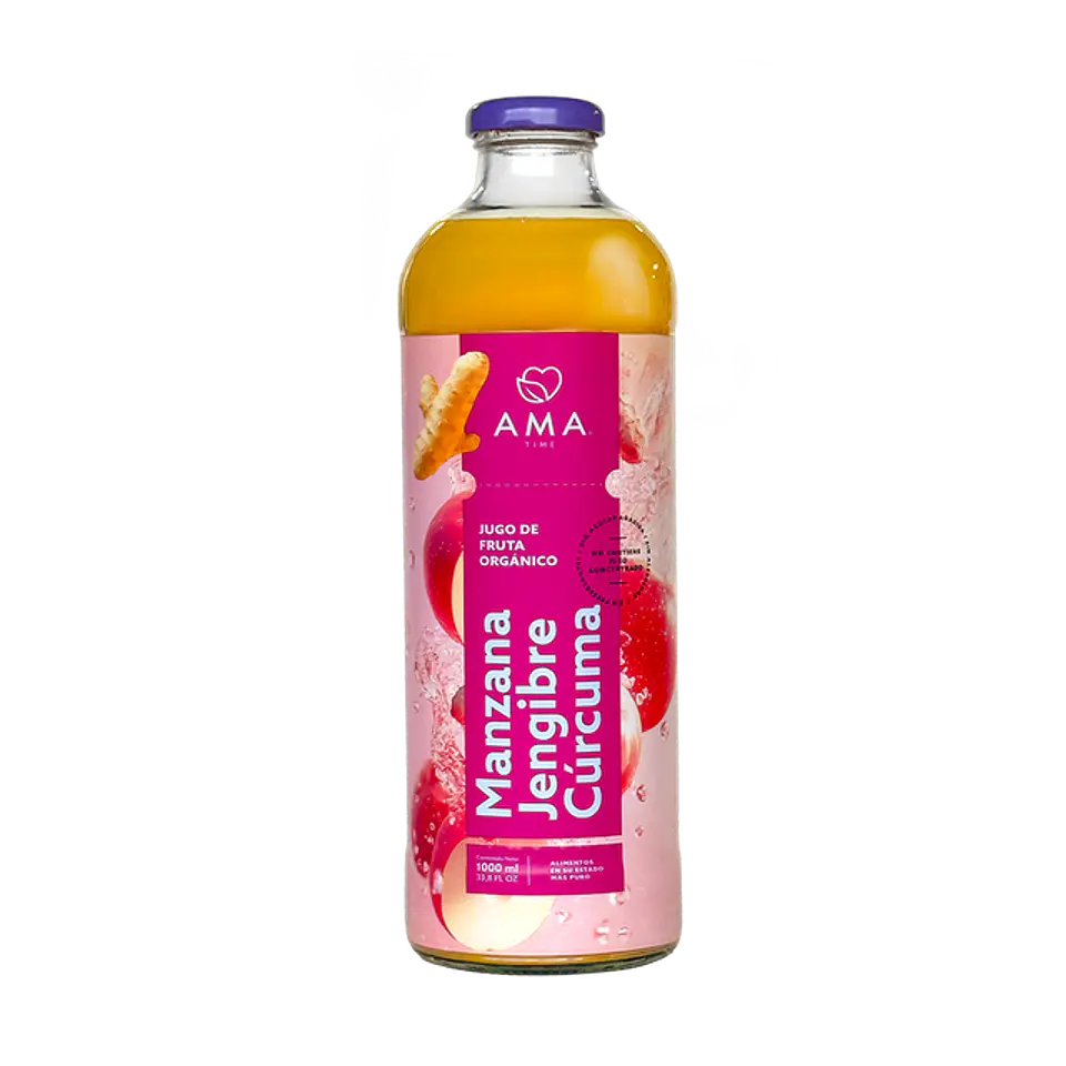 Jugo Vidrio 1000cc Manzana Jengibre Curcuma 1