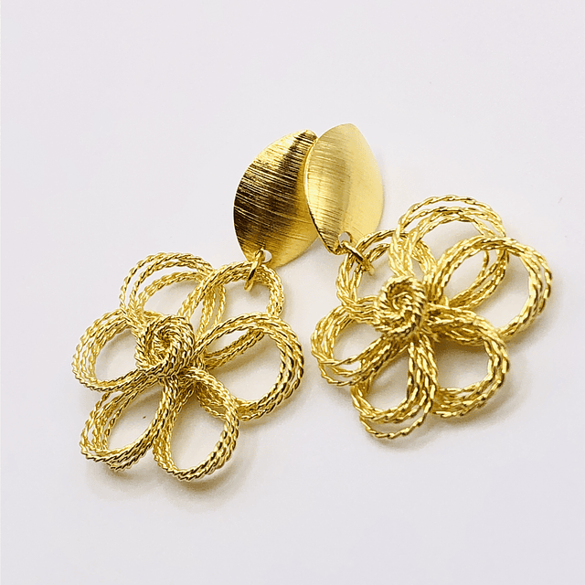 Gold Plated Buriti Flower Earrings 