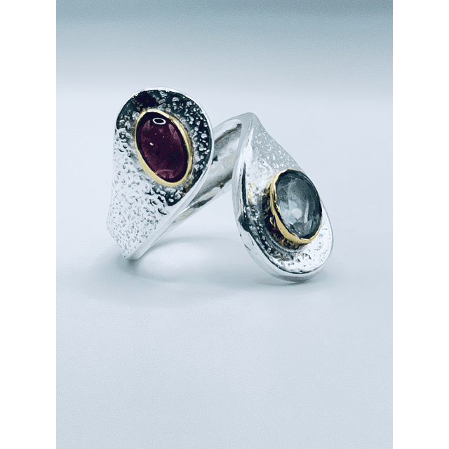 Turmaline and Aqua Marine Ring 