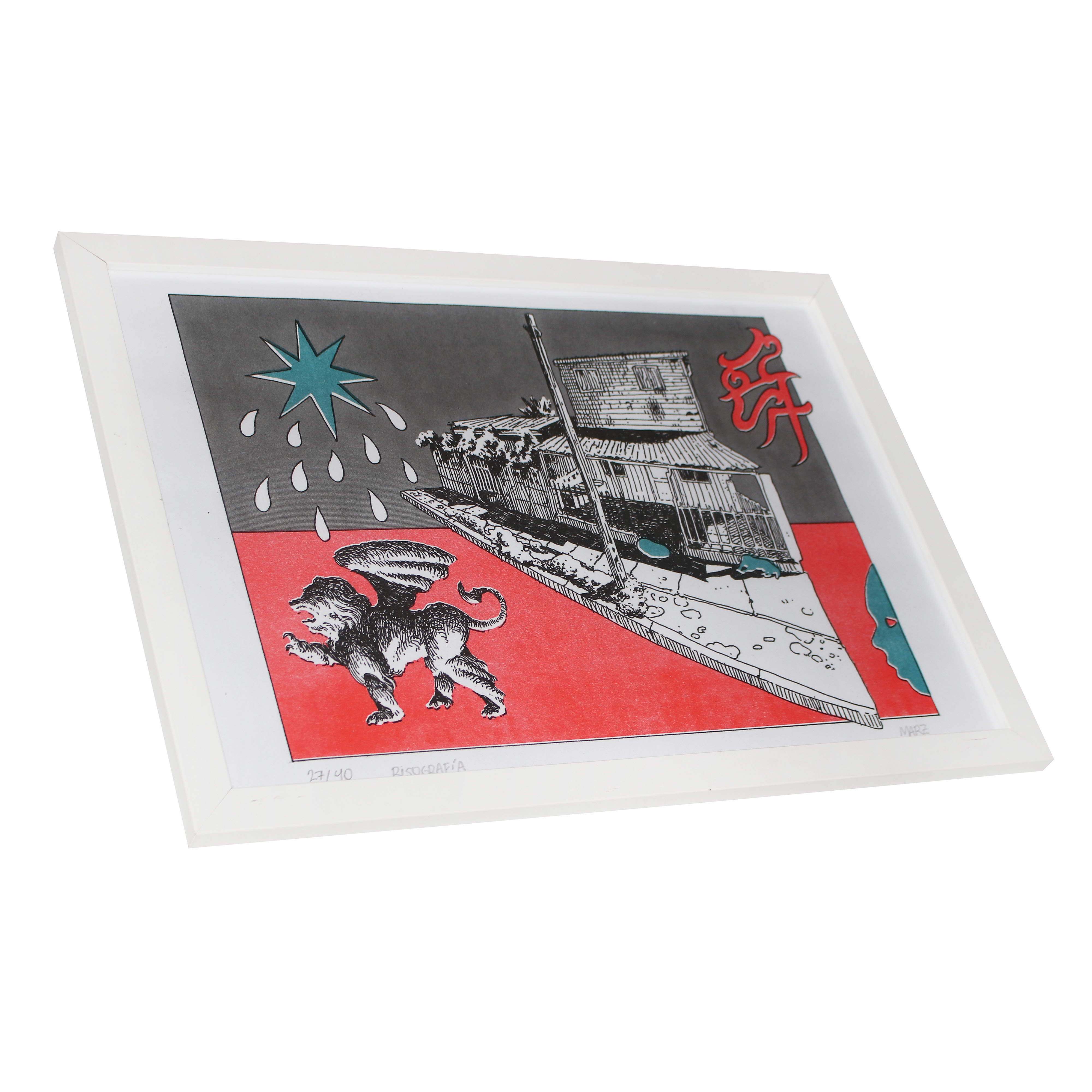 Risografía Marz Warz Enmarcada 2