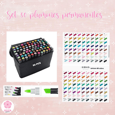 Set 80 plumones permanentes Alcohol + estuche