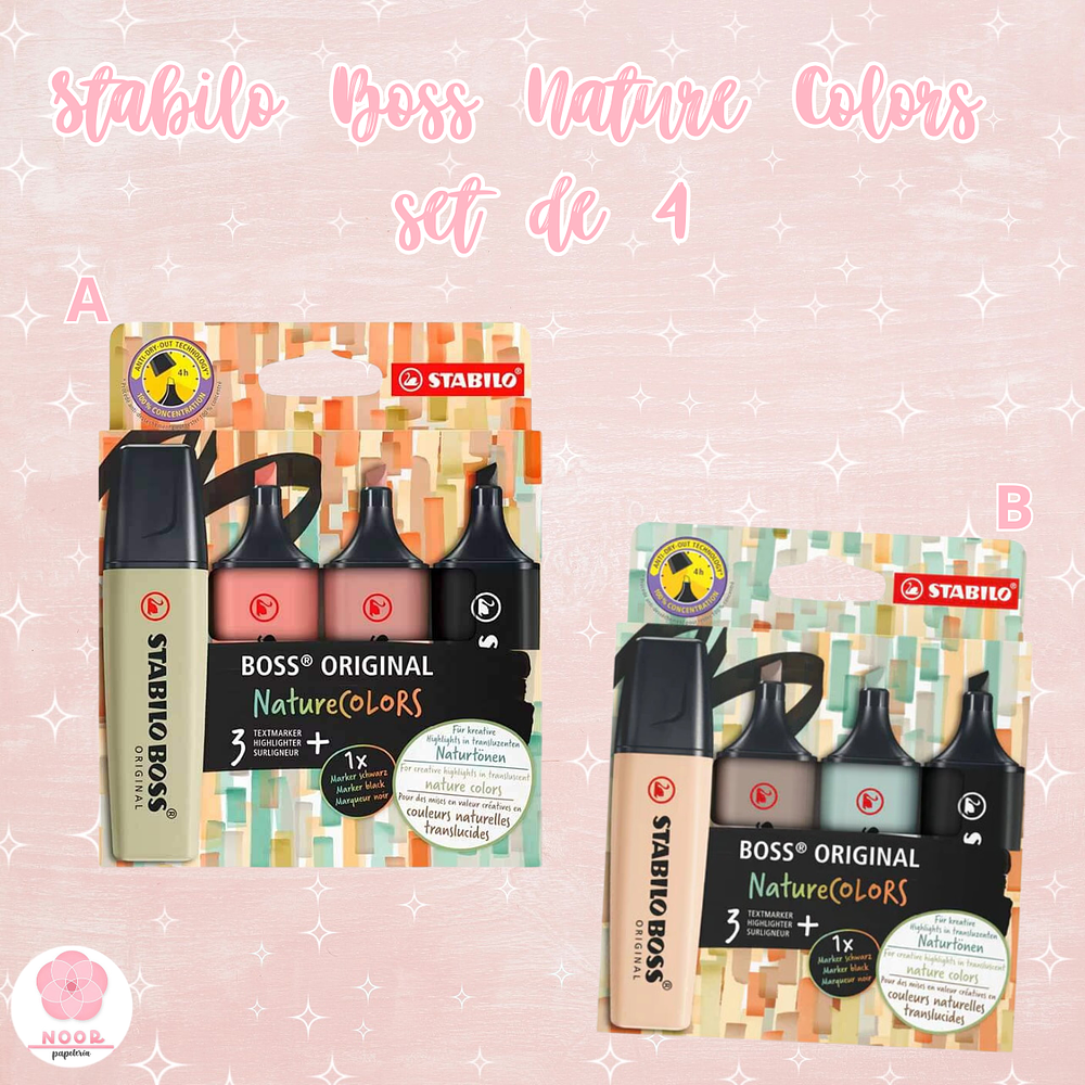 Set de 4 destacadores Stabilo boss Nature Colors 