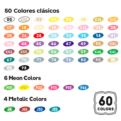 Arrtx Marcadores de acrílico 60 colores punta pincel A