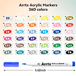 Arrtx Marcadores de acrílico 36 colores punta pincel