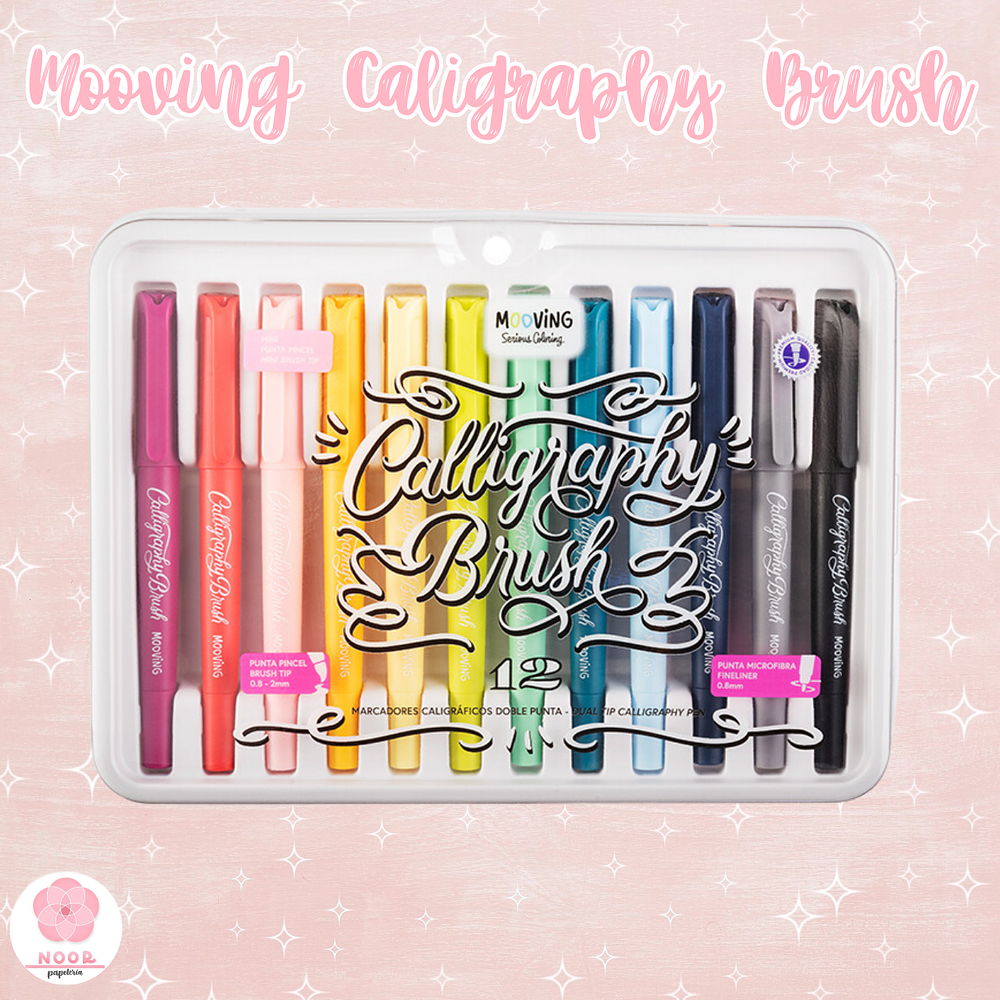 Set 12 Marcadores Caligráficos Doble Punta Mooving Caligraphy Brush 