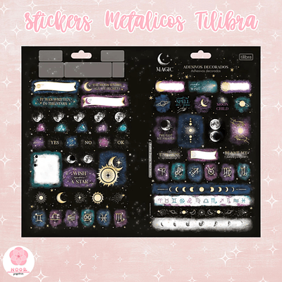 Stickers Duplo Magic Metalicos Astrológicos Tilibra