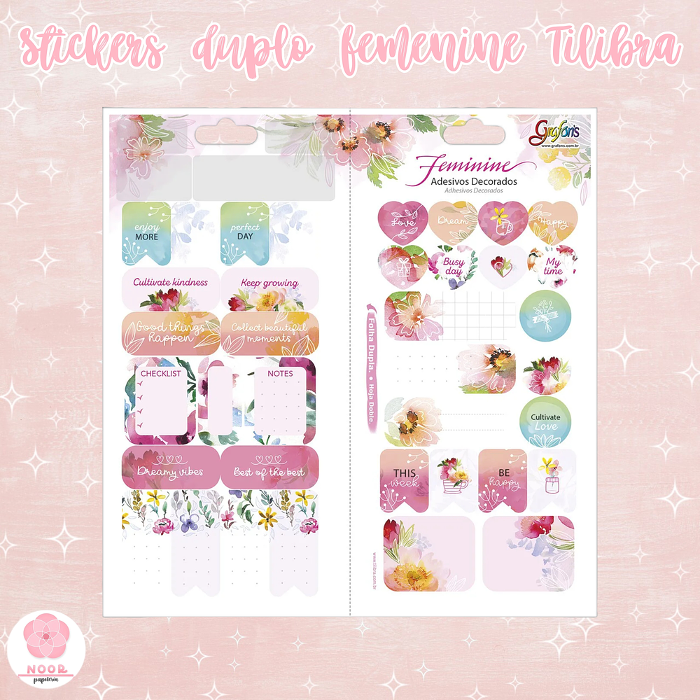 Stickers Adesivo Decorado Duplo Feminine Tilibra